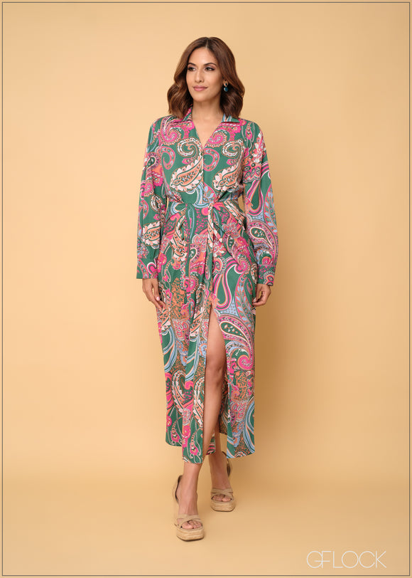 Collared Printed Dress - 050624