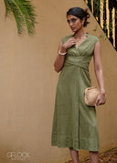Crossfold Linen Dress - 210926