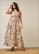 Gathered Neck Maxi Dress - 300326