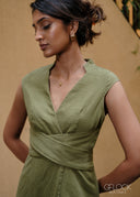 Crossfold Linen Dress - 210926