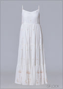 Hand Embroidered Strappy Maxi Dress -231125