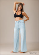 Light Wash Wide Leg Jean - Long Length - 210326D