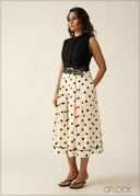 Polka Dot Dress With Leather Belt - 270726