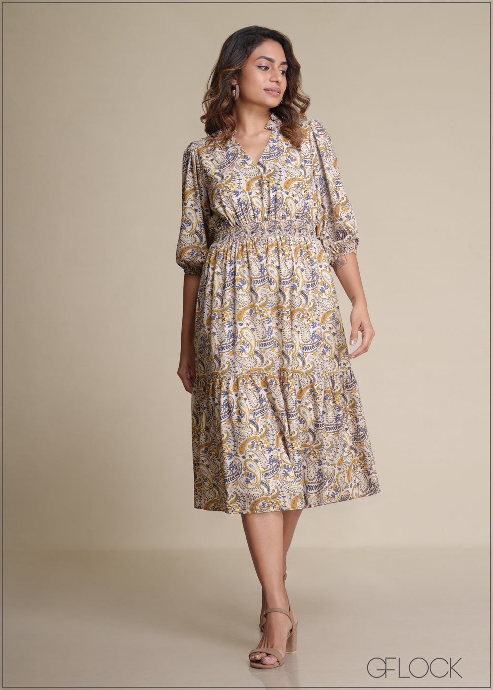 Printed Midi Dress - 180825