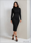 Long Sleeved Rib Midi Dress - 080523