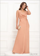 Cowl Neck Bais Tie Up Detailed Maxi Dress - 290923
