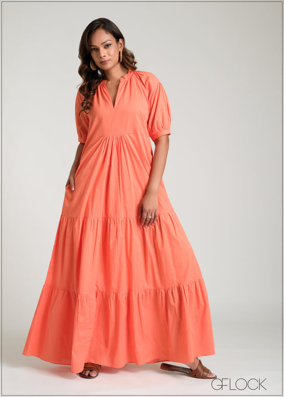 Tunic Collar Maxi Dress - 100425I