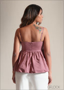 Bubble Hem Peplum Top - 250825