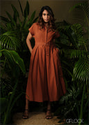 Pleated Shirt Dress - 210326