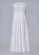 Crochet Yoke Hand Embroidered Maxi Dress - 231125