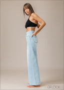 Light Wash Wide Leg Jean - Short Length - 210326D
