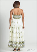 Printed Strappy Maxi Dress - 090725
