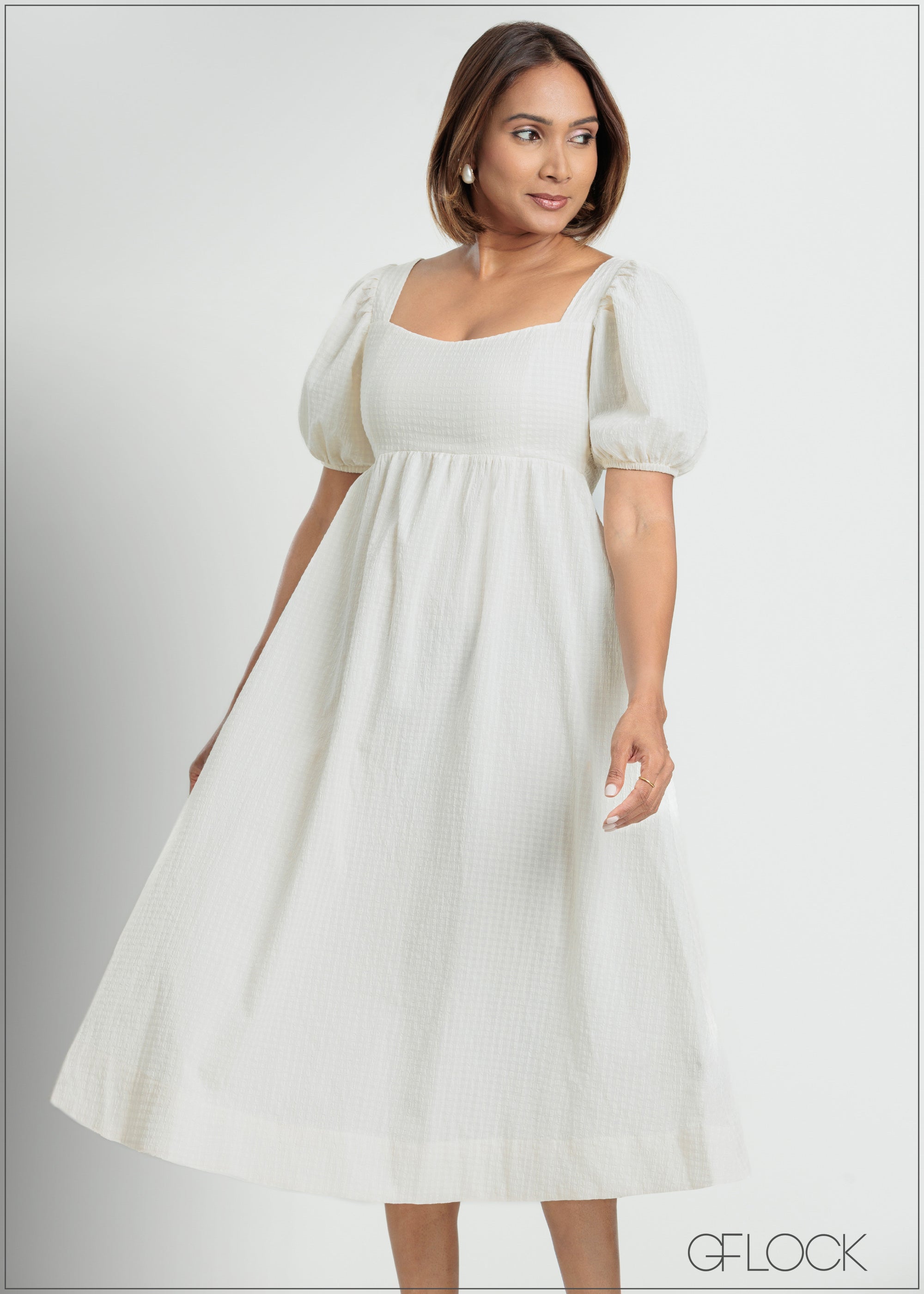 Puff Sleeve Mini Dress - 090725