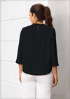 Four Quarter Sleeve Top With Front Open Detail - 251023