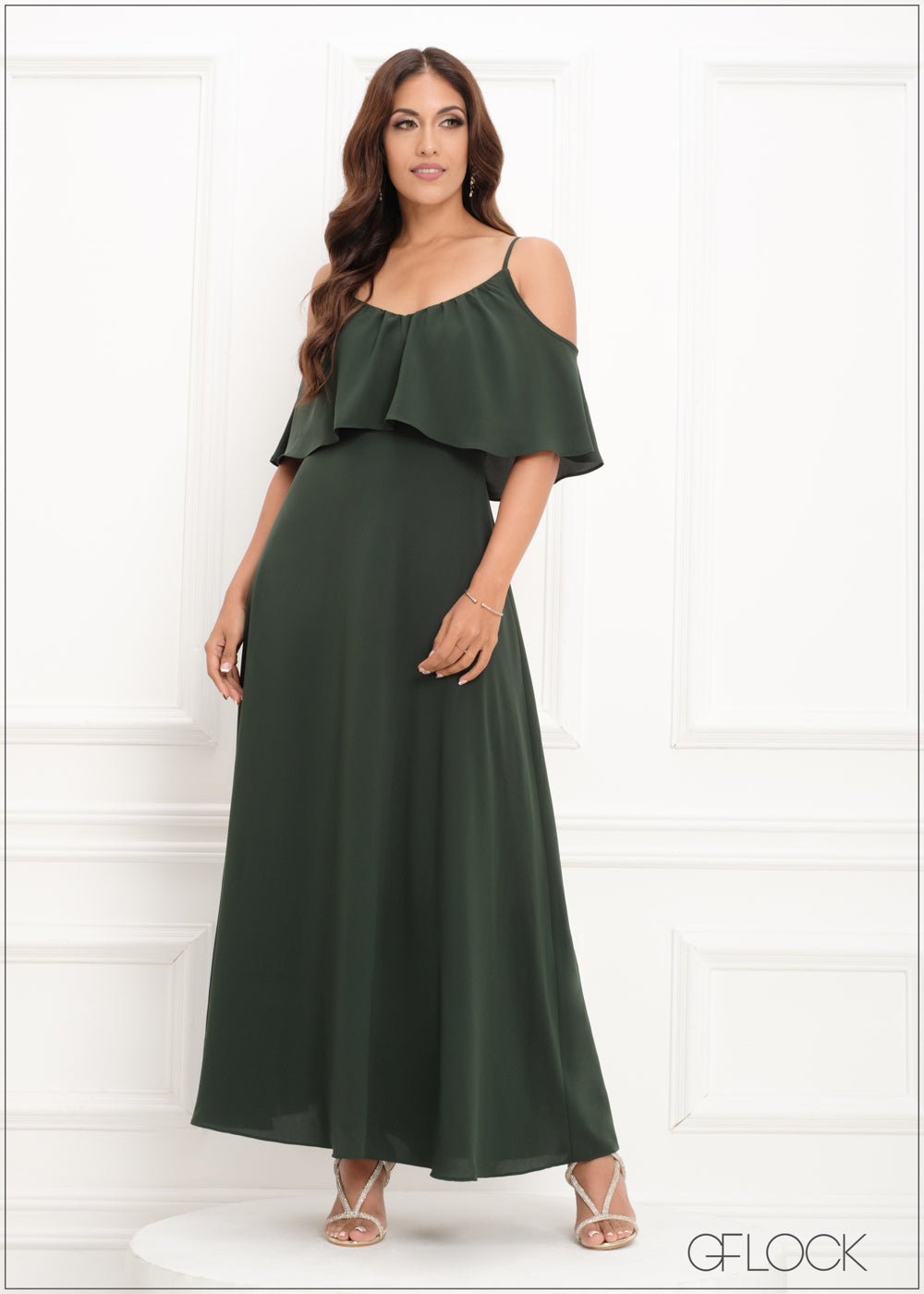 Off The Shoulder Frill Detailed Maxi Dress - 290923