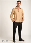 Half Placket Long Sleeve Shirt - 171024