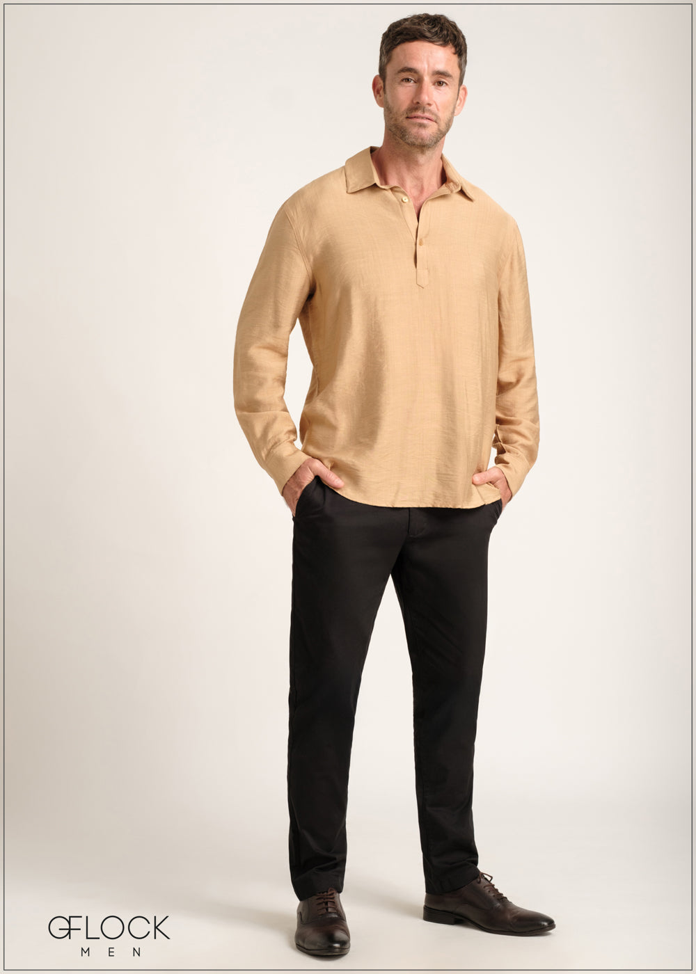 Half Placket Long Sleeve Shirt - 171024