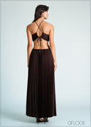 Pleated Bustier Detail Maxi Dress - 170726