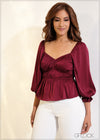 Bustier Detailed Balloon Sleeved Frill Top - 091223