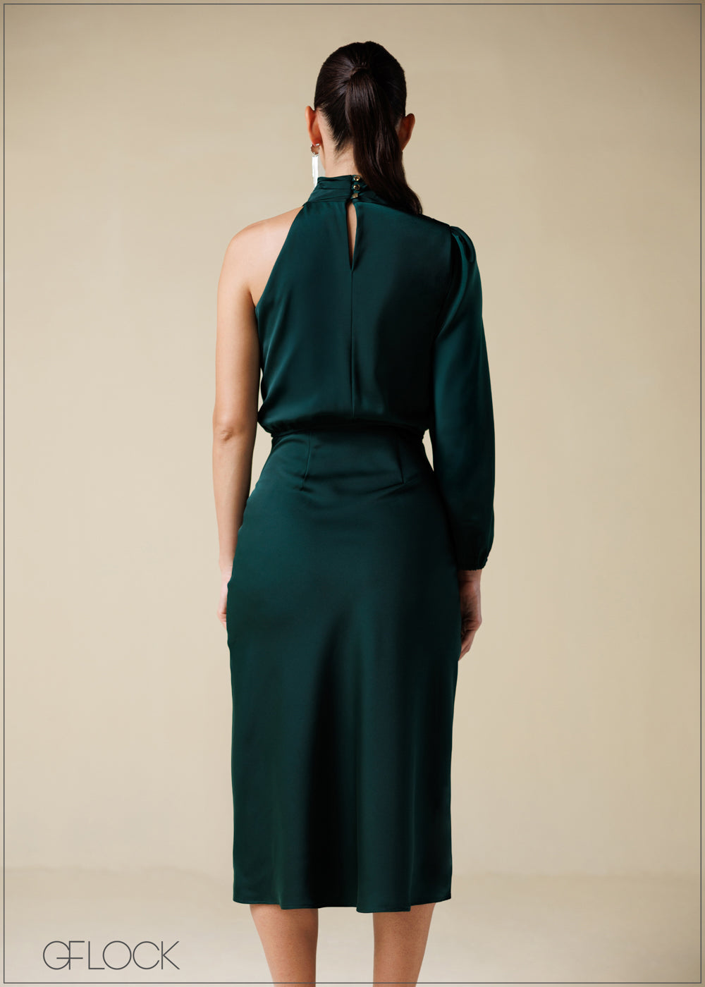 One Shoulder Detail Midi Dress - 250725