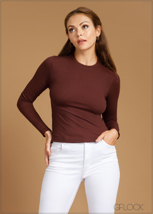 Ribbed Long Sleeve Top - 041223