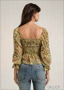 Long Sleeve Peplum Top - 030826