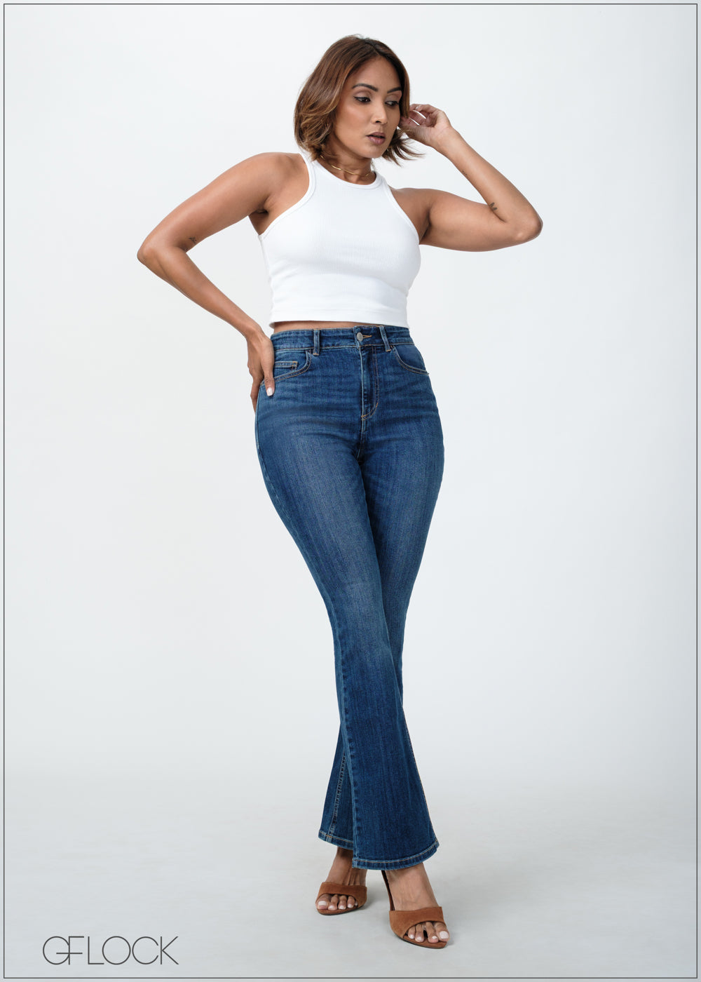 Mid Wash Bootcut Jean - Short Length - 120725