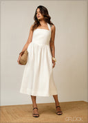 Solid Midi Dress - 300326