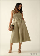 Smocked Midi Dress - 100726