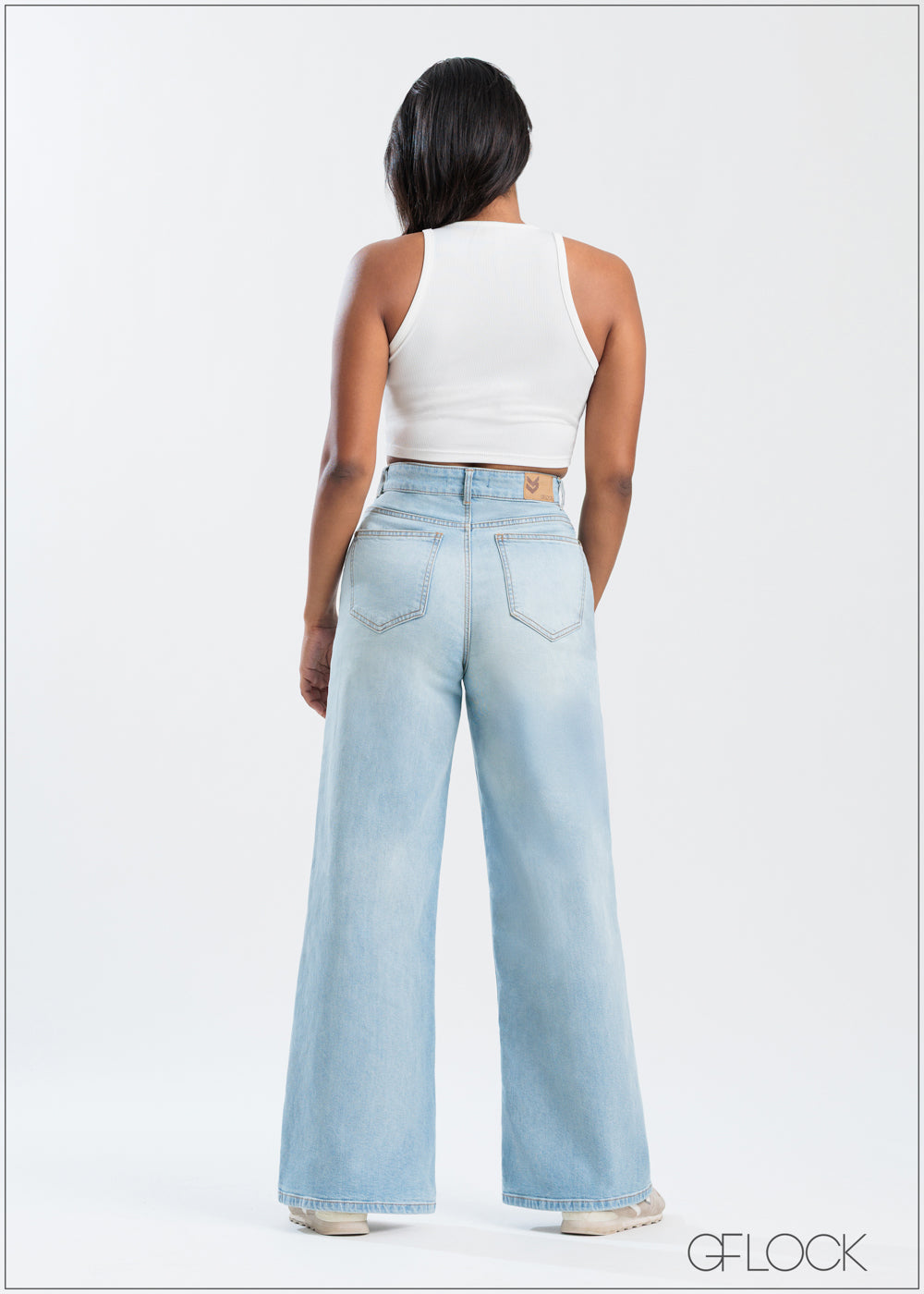 Light Wash Wide Leg Jean - Long Length - 250625