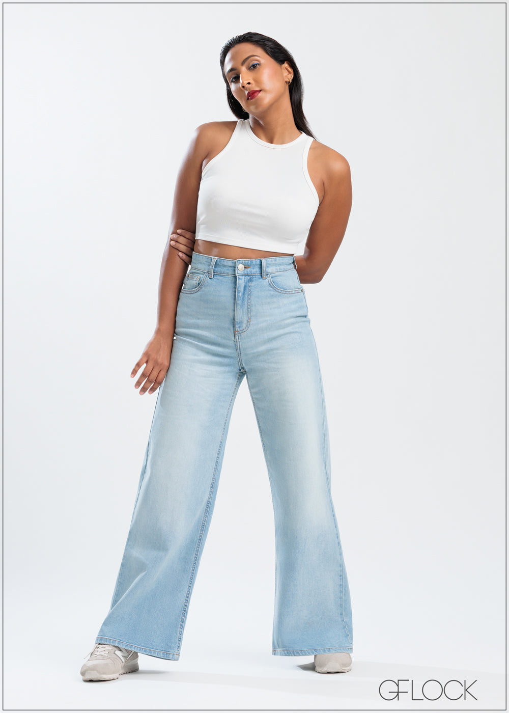 Light Wash Wide Leg Jean - Long Length - 250625