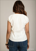 Front Button Detailed Cotton Top - 301026