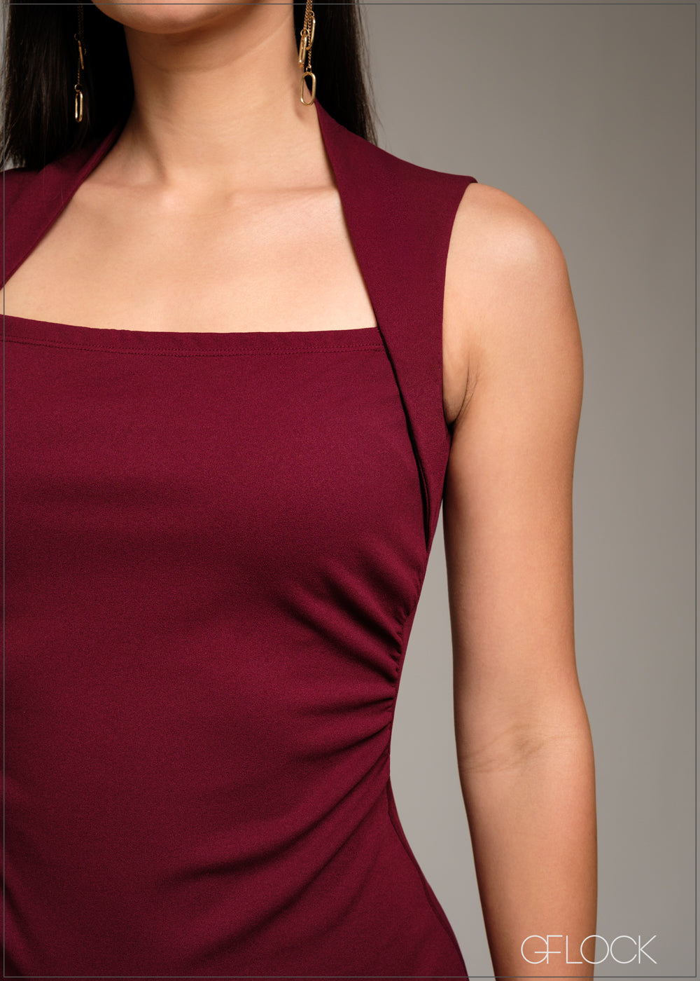 Gathered Bodycon Midi Dress - 080925