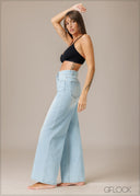 Light Wash Wide Leg Jean - Long Length - 210326D