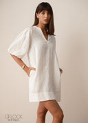 Puff Sleeve Mini Dress - 030426