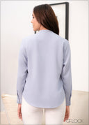 Long Sleeve Neck Detail Top - 250823