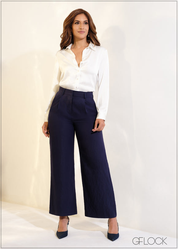 Pleated Detail Pocketed Straight Pant - 091223