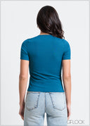 Short Sleeve Ribbed T-Shirt - 030325