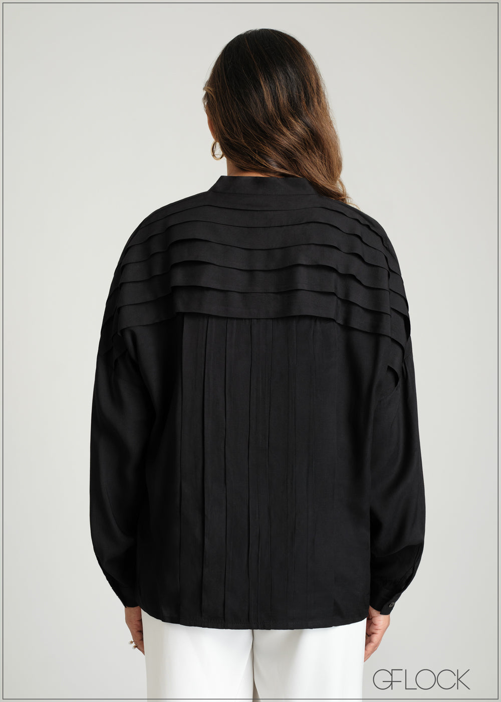 Pleat Detail Tunic Collar Top - 100425IE