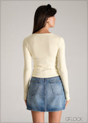 Button Down Long Sleeve Top - 110626