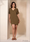 V-Neck Shift Dress - 050424