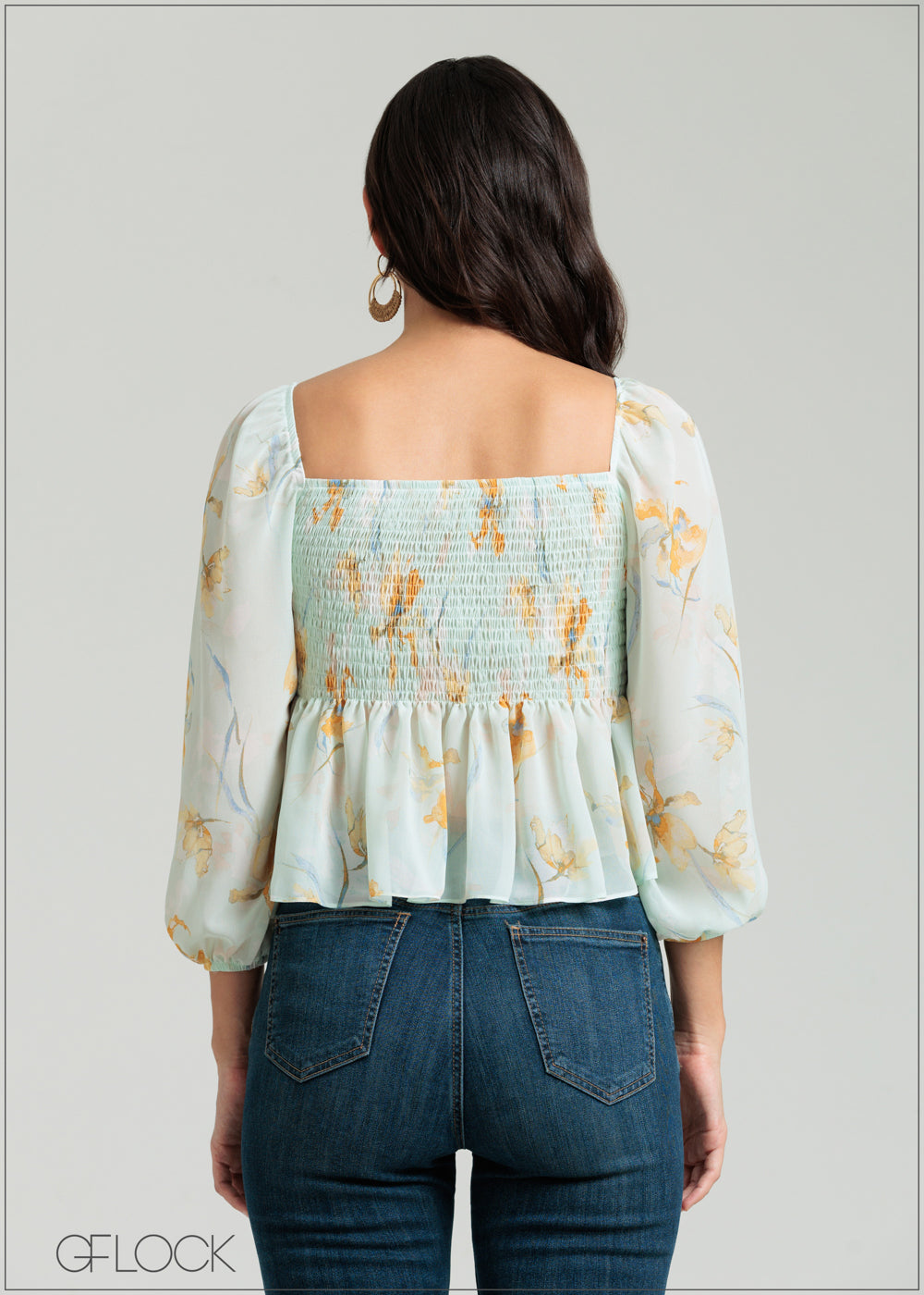 Puff Sleeve Smocked Top - 080825