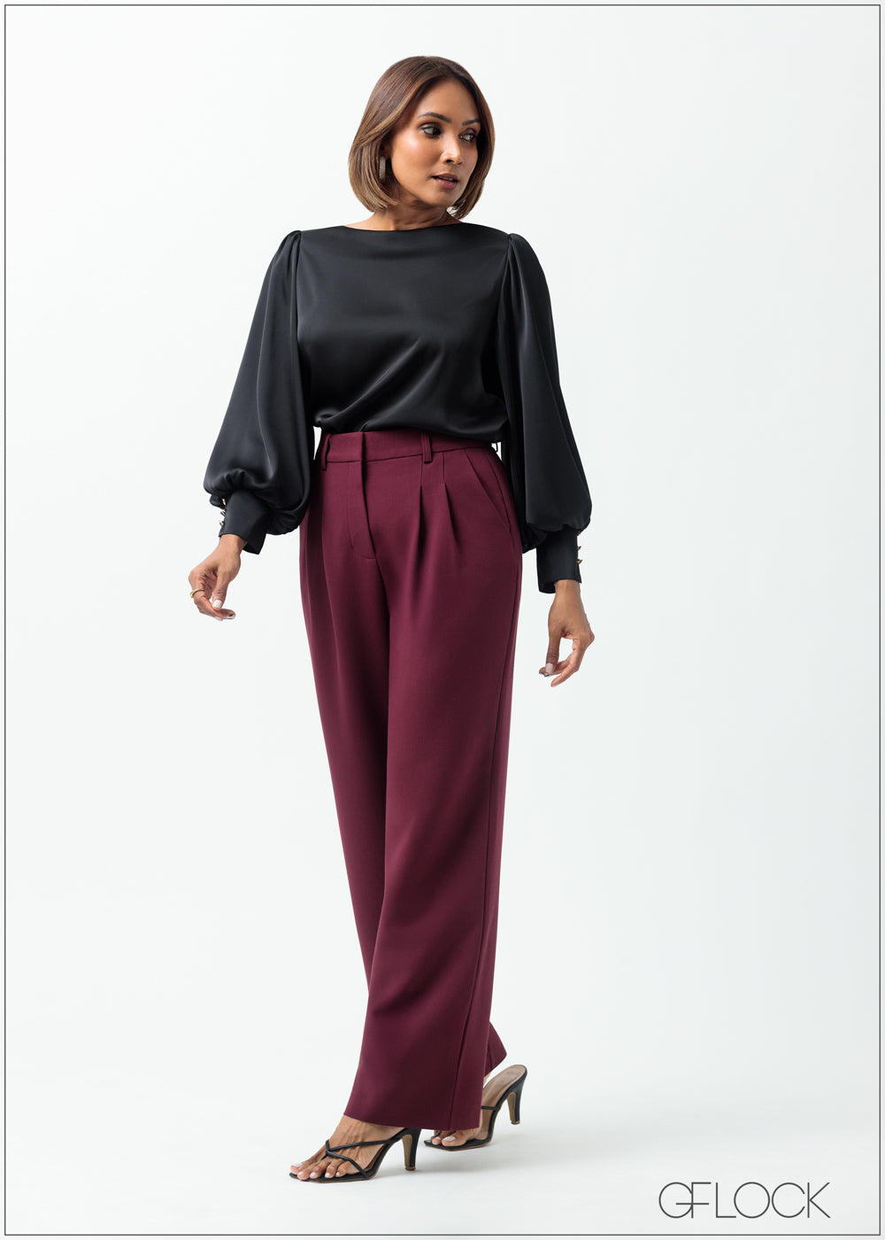 Bishop Sleeved Cuff Detailed Satin Top - 160625