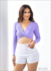 Twist Detail Ribbed Top - 231023