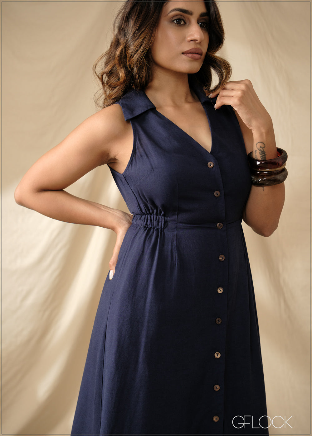 Button Down Linen Dress - 290925