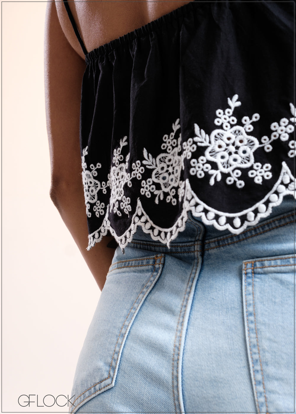 Border Embroidered Cami Top - 040825