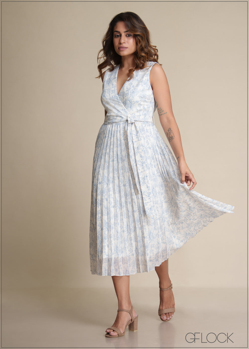 Pleated Floral Dress - 180825