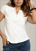Front Button Detailed Cotton Top - 301026