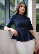 Peplum Belted Top - 091023