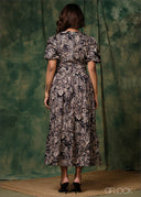 Waist Detailed Printed Dress - 281225